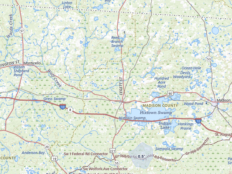 NEXRAD radar-signature map of the hail storm over Greenville, FL on Jul 7, 2026