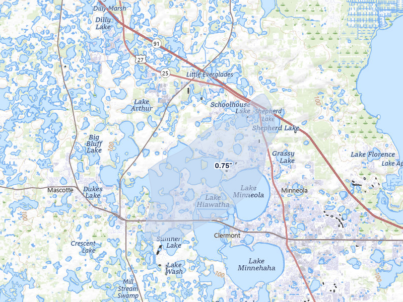 NEXRAD radar-signature map of the hail storm over Groveland, FL on Jun 30, 2026