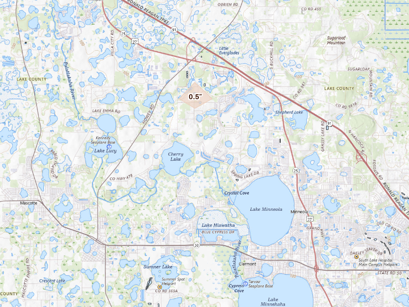 Radar-estimated hail-size map of the storm over Groveland, FL