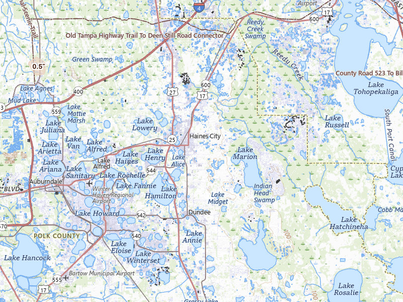 Radar-estimated hail-size map of the storm over Haines City, FL on Jul 26, 2026