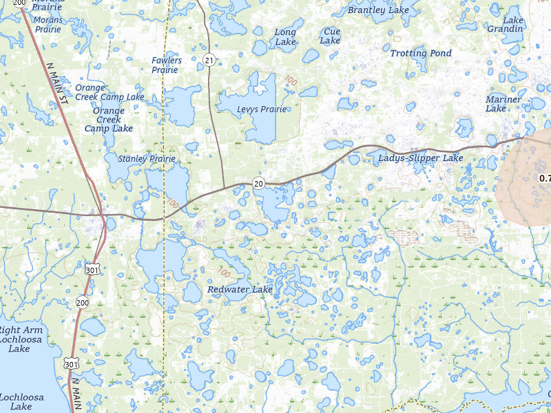 Radar-estimated hail-size map of the storm over Hawthorne, FL on Jul 10, 2026