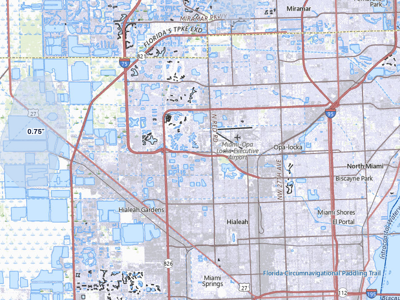 NEXRAD radar-signature map of the hail storm over Hialeah, FL on Jul 6, 2026