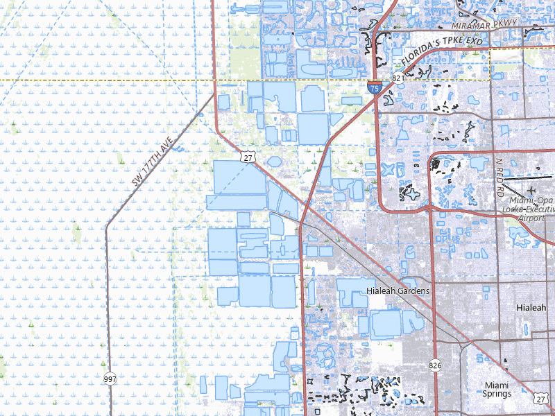 Radar-estimated hail-size map of the storm over Hialeah, FL on Jul 7, 2026