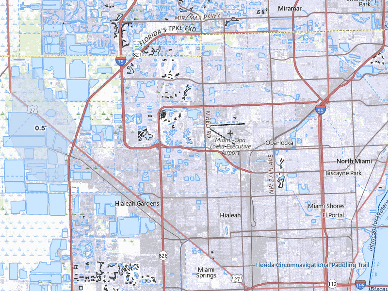 NEXRAD radar-signature map of the hail storm over Hialeah, FL on Jul 7, 2026