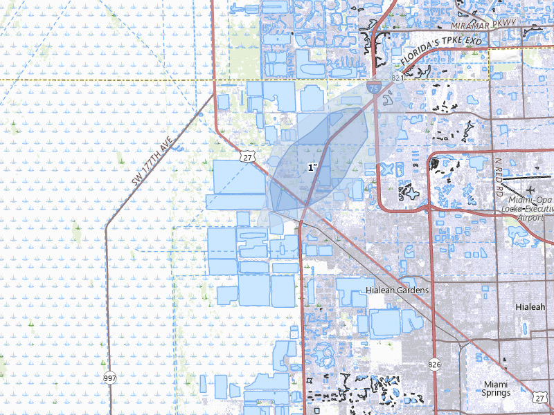 NEXRAD radar-signature map of the hail storm over Hialeah, FL on Aug 3, 2026