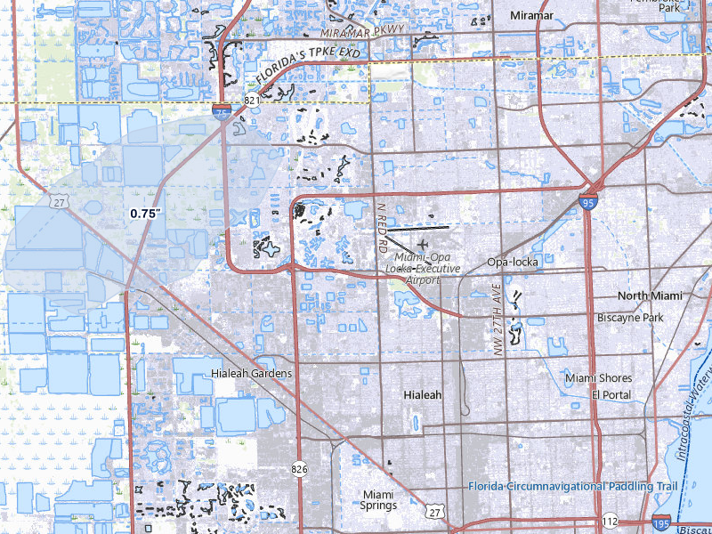 NEXRAD radar-signature map of the hail storm over Hialeah, FL on Aug 27, 2026