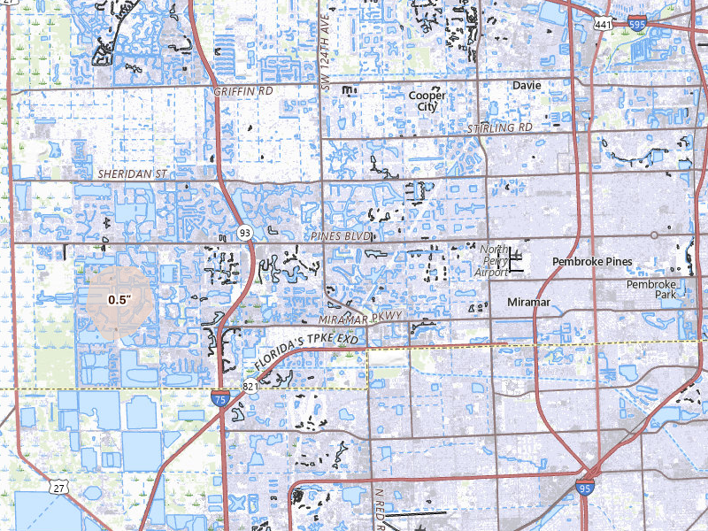 Radar-estimated hail-size map of the storm over Hollywood, FL