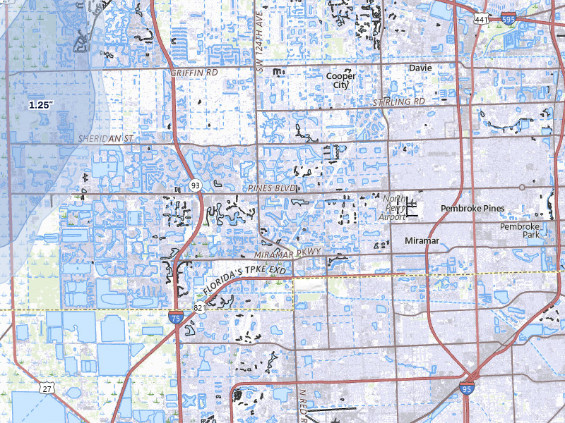 NEXRAD radar-signature map of the hail storm over Hollywood, FL on Aug 22, 2026