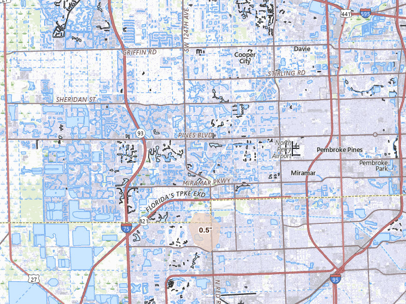 Radar-estimated hail-size map of the storm over Hollywood, FL on Aug 26, 2026
