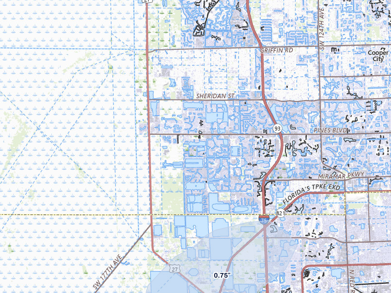 NEXRAD radar-signature map of the hail storm over Hollywood, FL on Aug 27, 2026