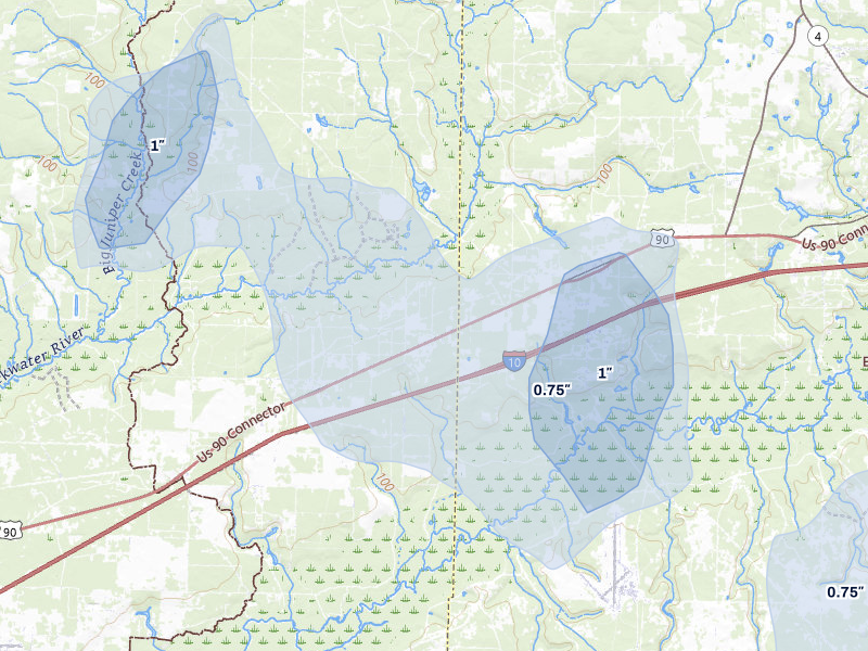 NEXRAD radar-signature map of the hail storm over Holt, FL on Jun 1, 2026