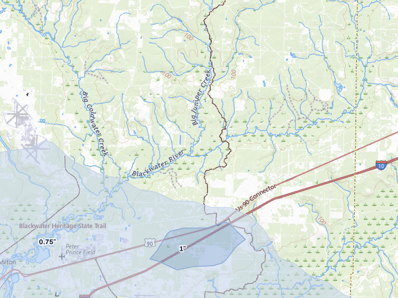 NEXRAD radar-signature map of the hail storm over Holt, FL on Aug 20, 2026