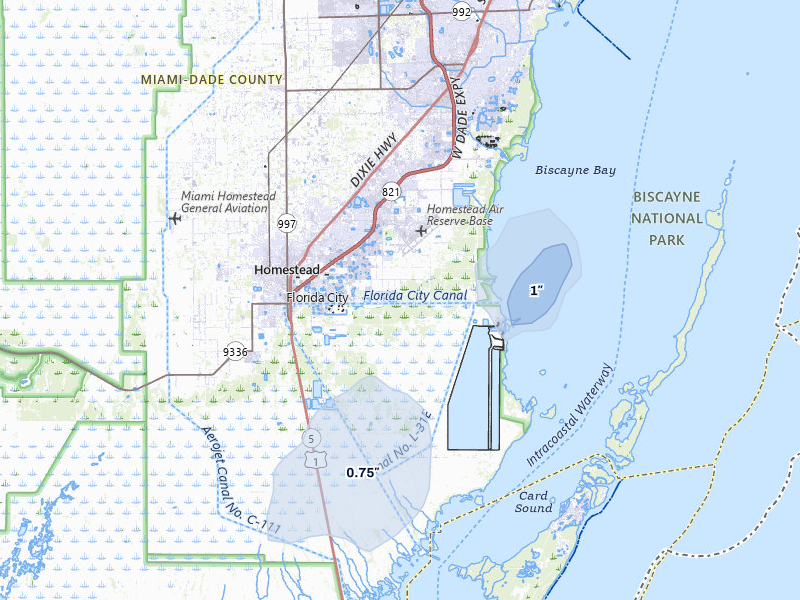 NEXRAD radar-signature map of the hail storm over Homestead, FL on May 31, 2026