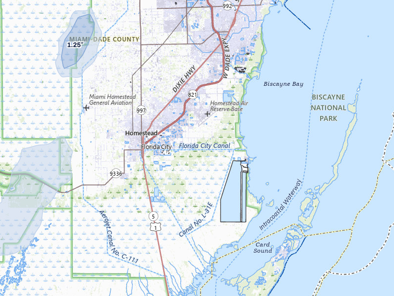 NEXRAD radar-signature map of the hail storm over Homestead, FL on Jun 30, 2026
