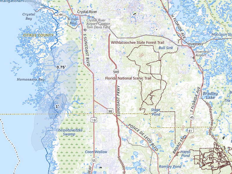 NEXRAD radar-signature map of the hail storm over Homosassa, FL on Jul 27, 2026