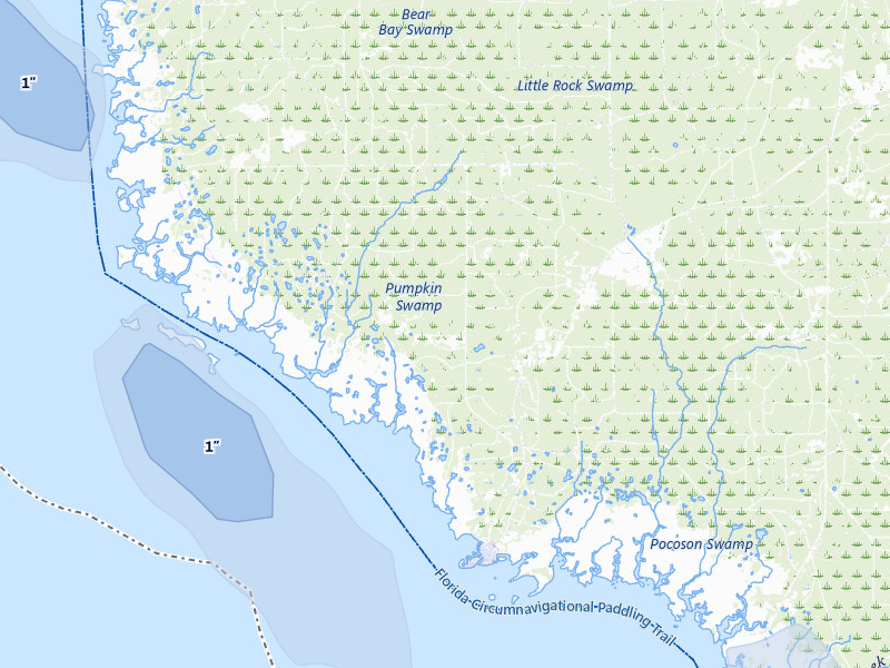 NEXRAD radar-signature map of the hail storm over Horseshoe Beach, FL on Jun 30, 2026