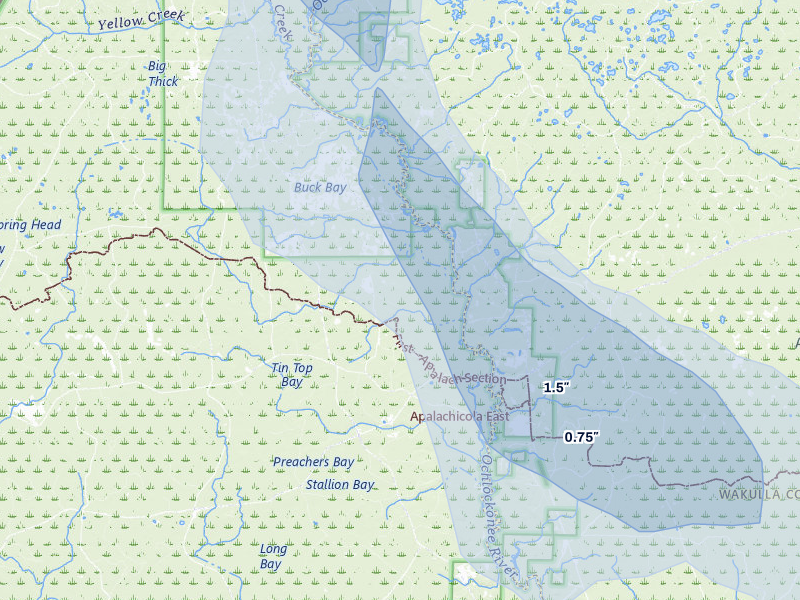 NEXRAD radar-signature map of the hail storm over Hosford, FL on Jul 29, 2026