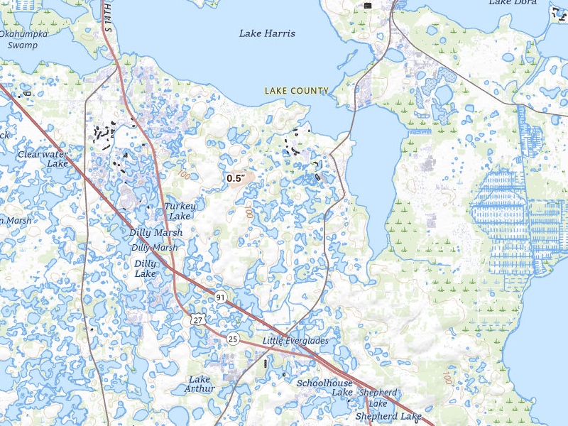 Radar-estimated hail-size map of the storm over Howey In The Hills, FL on May 10, 2026