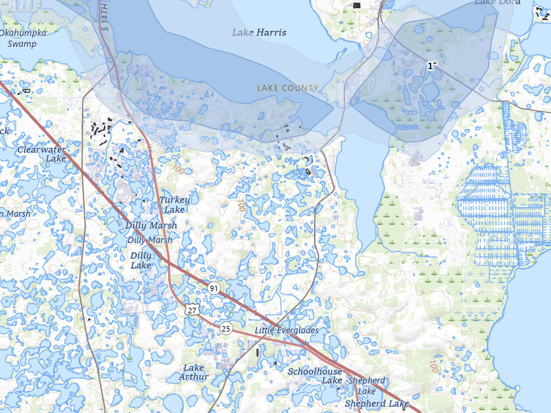NEXRAD radar-signature map of the hail storm over Howey In The Hills, FL on Aug 20, 2026