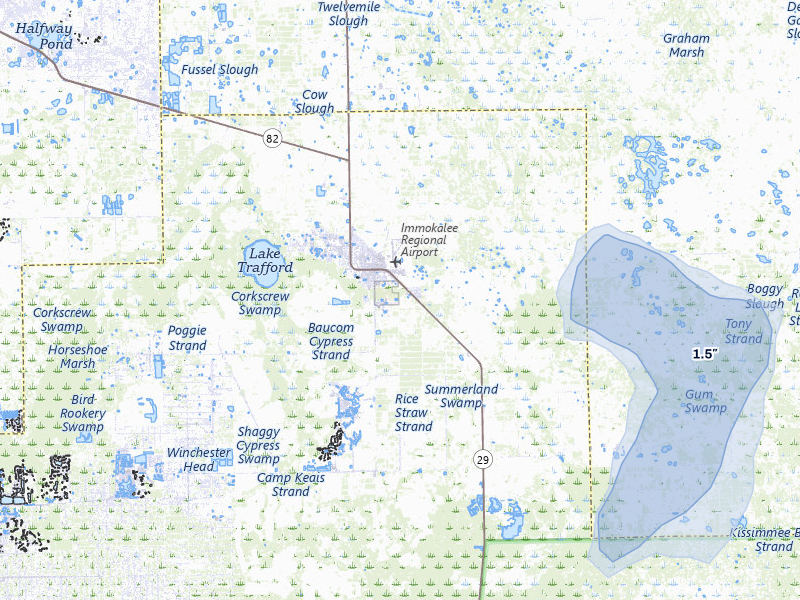 NEXRAD radar-signature map of the hail storm over Immokalee, FL on May 16, 2026