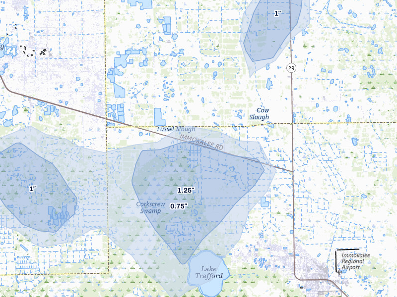 NEXRAD radar-signature map of the hail storm over Immokalee, FL on May 17, 2026