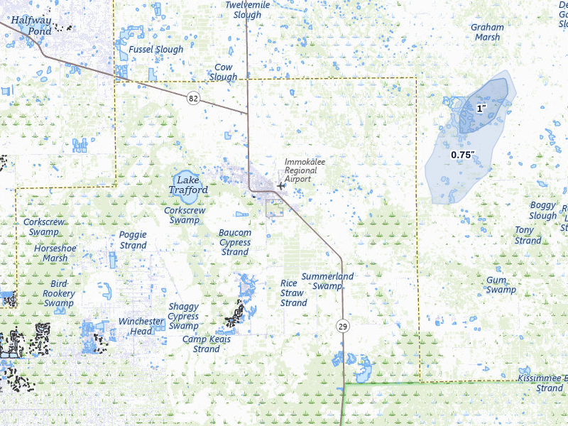 NEXRAD radar-signature map of the hail storm over Immokalee, FL on May 18, 2026