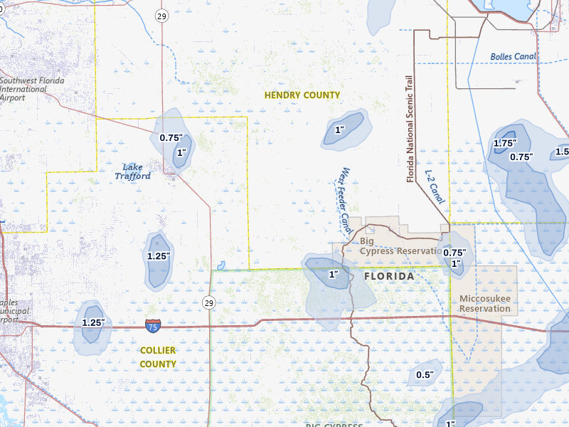 NEXRAD radar-signature map of the hail storm over Immokalee, FL on Aug 12, 2026