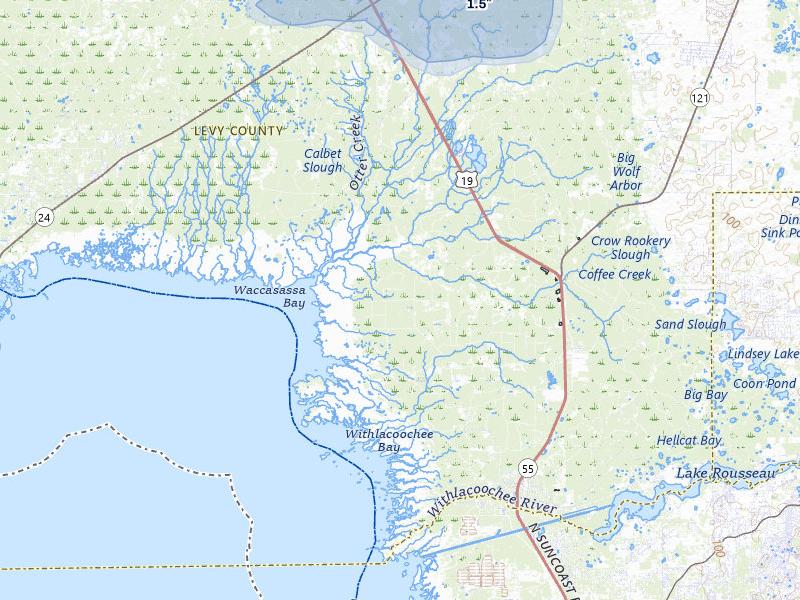 NEXRAD radar-signature map of the hail storm over Inglis, FL on Jul 11, 2026