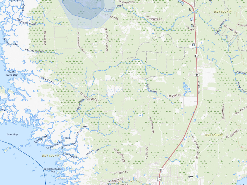 NEXRAD radar-signature map of the hail storm over Inglis, FL on Aug 29, 2026