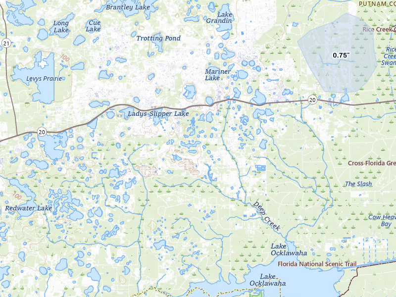 NEXRAD radar-signature map of the hail storm over Interlachen, FL on Jul 25, 2026