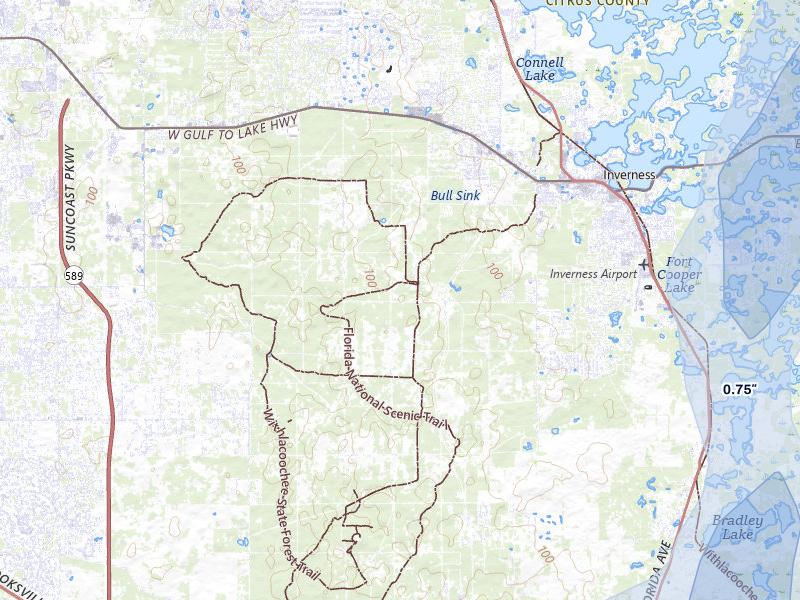 NEXRAD radar-signature map of the hail over Inverness, FL