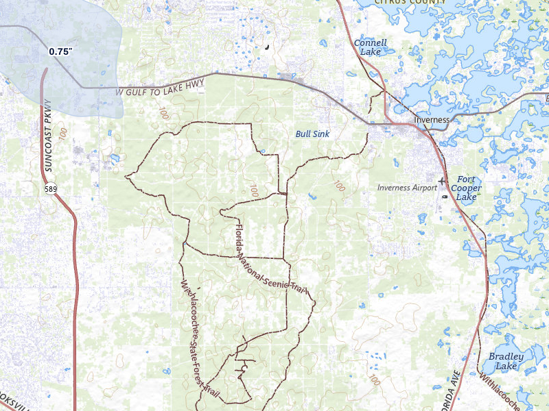 NEXRAD radar-signature map of the hail storm over Inverness, FL on Jun 30, 2026