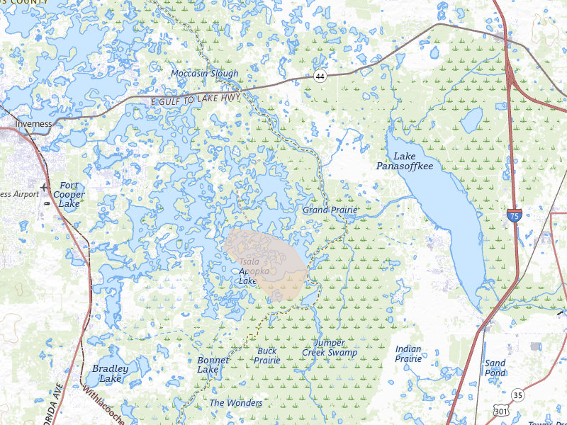 Radar-estimated hail-size map of the storm over Inverness, FL on Aug 20, 2026