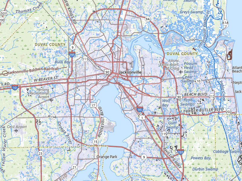 NEXRAD radar-signature map of the hail storm over Jacksonville, FL on Aug 5, 2026