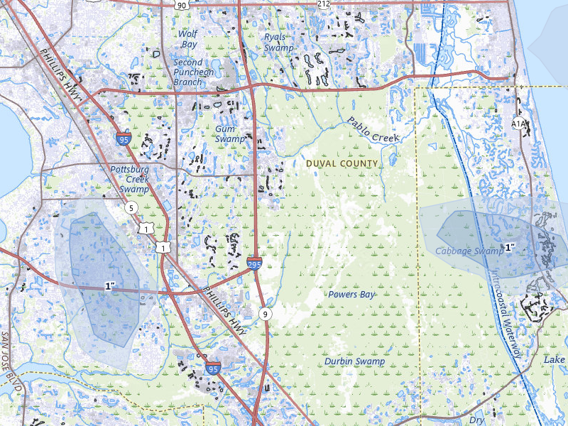 NEXRAD radar-signature map of the hail storm over Jacksonville, FL on Aug 12, 2026