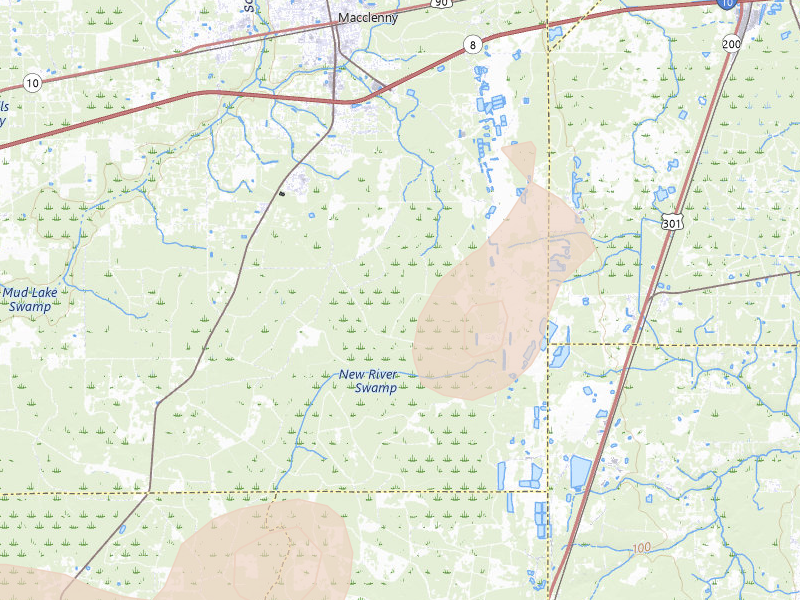 Radar-estimated hail-size map of the storm over Jacksonville, FL on Aug 19, 2026