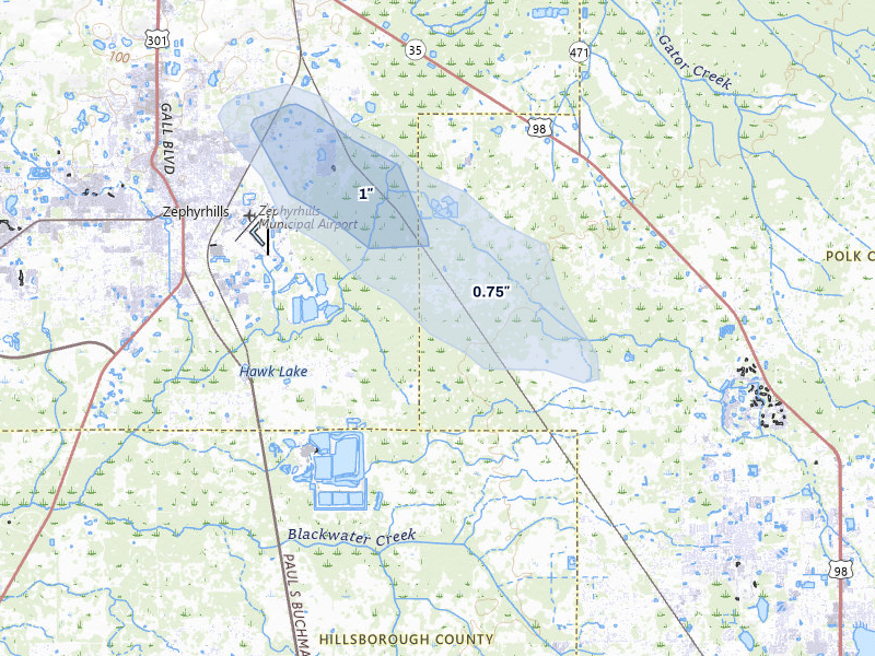 NEXRAD radar-signature map of the hail storm over Kathleen, FL on May 16, 2026