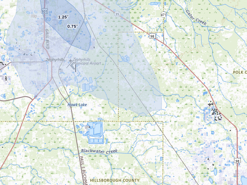 NEXRAD radar-signature map of the hail storm over Kathleen, FL on May 27, 2026