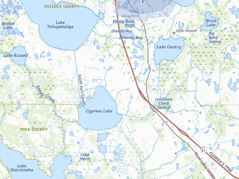 NEXRAD radar-signature map of the hail storm over Kenansville, FL on Jun 30, 2026