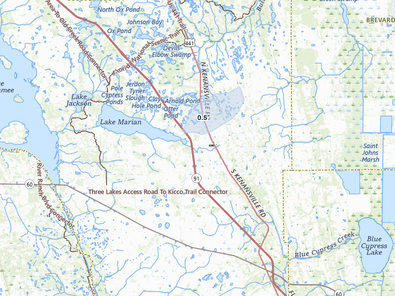 NEXRAD radar-signature map of the hail storm over Kenansville, FL on Jul 3, 2026