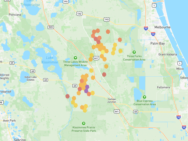 Hail map of Kenansville, FL on Jul 26, 2026, hail up to 3"