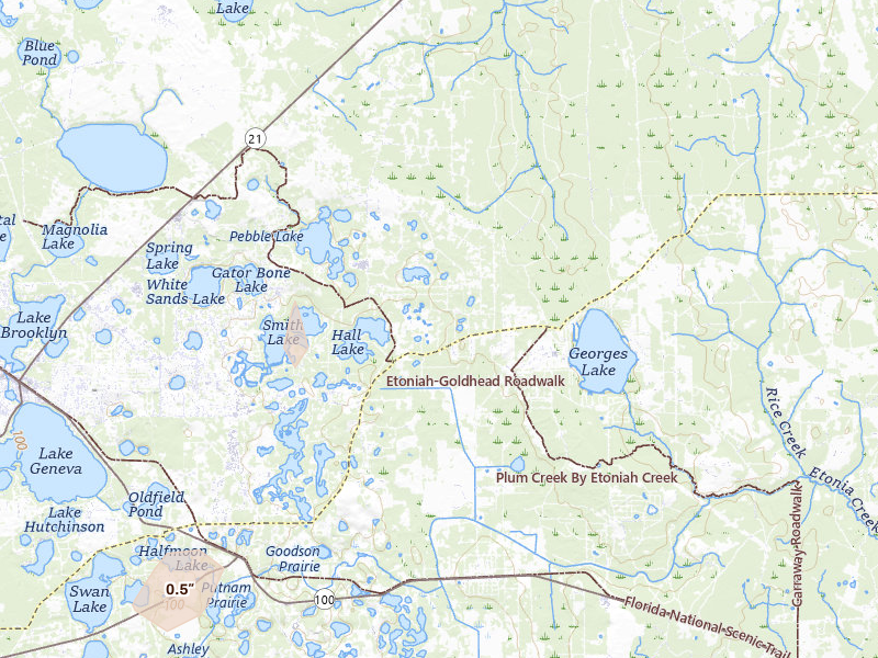 Radar-estimated hail-size map of the storm over Keystone Heights, FL on Aug 5, 2026
