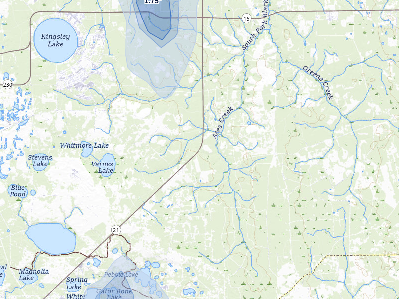 NEXRAD radar-signature map of the hail storm over Keystone Heights, FL on Aug 5, 2026