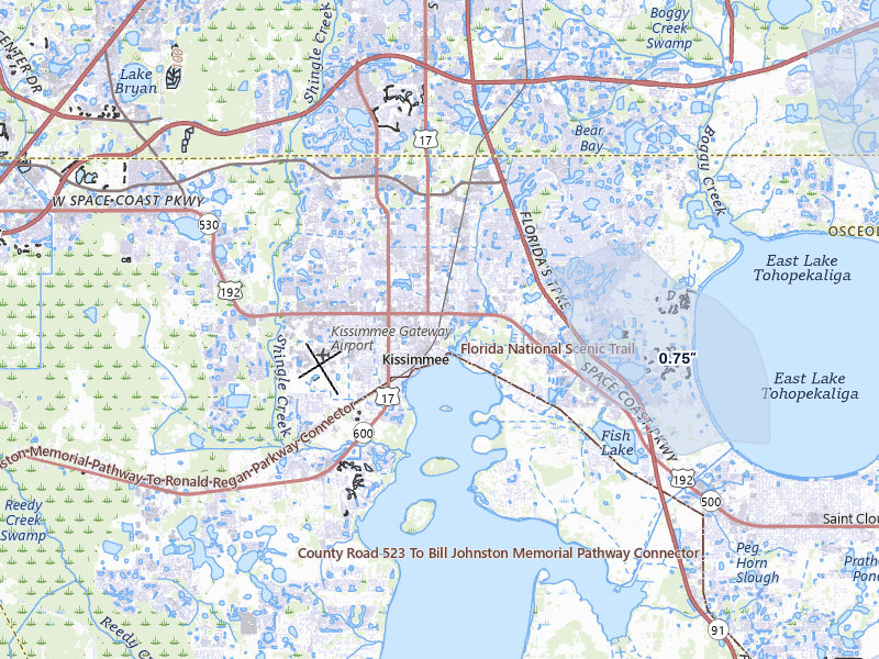 NEXRAD radar-signature map of the hail storm over Kissimmee, FL on Jun 30, 2026