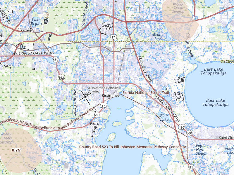 Radar-estimated hail-size map of the storm over Kissimmee, FL on Jul 6, 2026