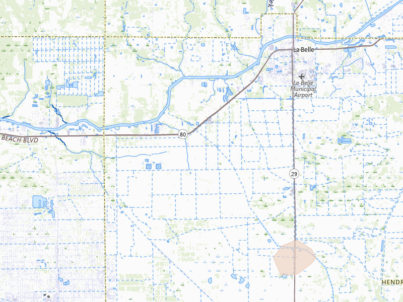 Radar-estimated hail-size map of the storm over Labelle, FL on Jul 10, 2026