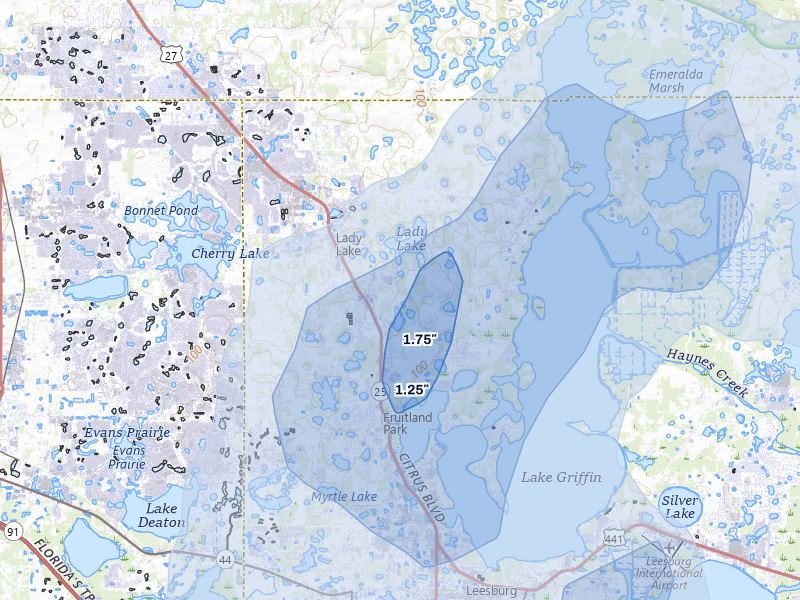 NEXRAD radar-signature map of the hail storm over Lady Lake, FL on Jun 30, 2026