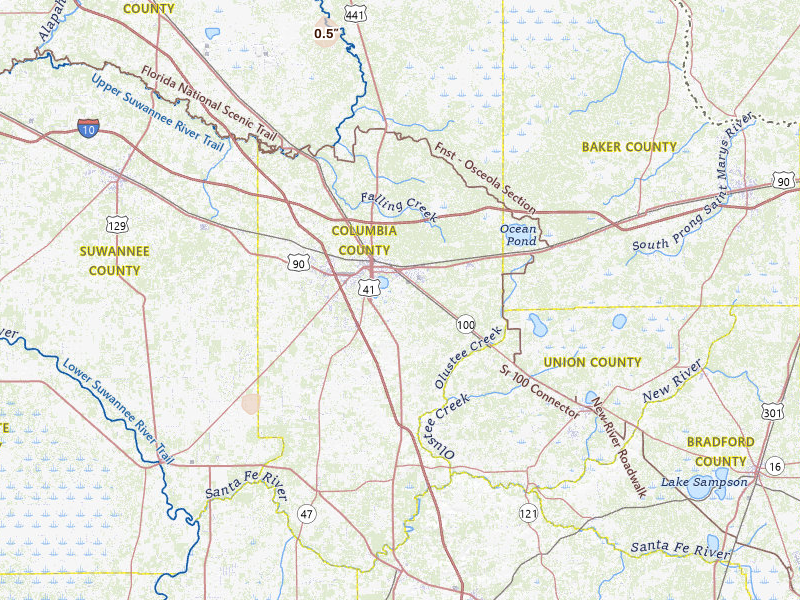 Radar-estimated hail-size map of the storm over Lake City, FL on May 22, 2026