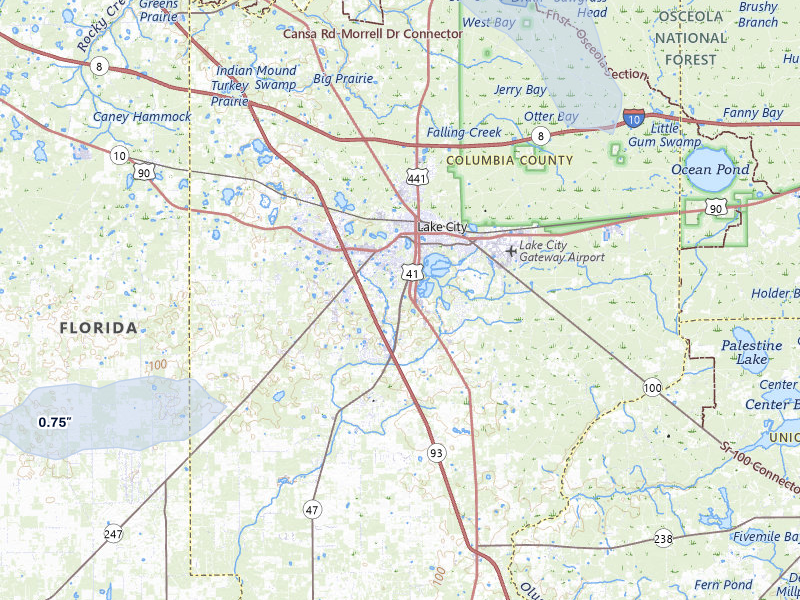 NEXRAD radar-signature map of the hail storm over Lake City, FL on Aug 12, 2026