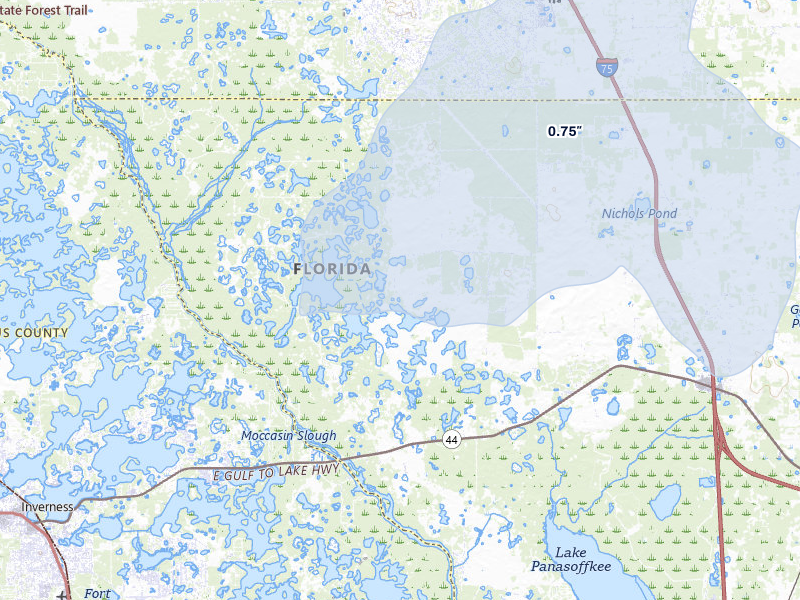 NEXRAD radar-signature map of the hail storm over Lake Panasoffkee, FL on Jun 30, 2026